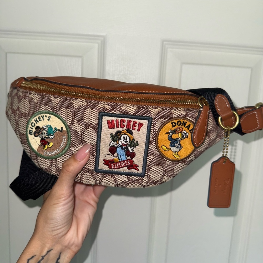 Disney Brown and Tan Patch Bag with Black Trim
